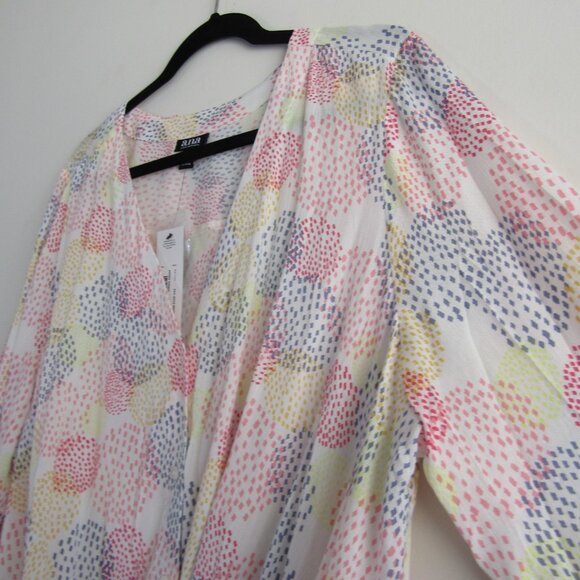 ANA Women's Abstract Print Surplice Top XL Tall Multicolor Boho Maximalist - Picture 5 of 10